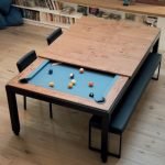 MOOD - Masif Ladin Ağacı & Metal Endüstriyel Ev Tipi Yemek Masası ve Bilardo Masası