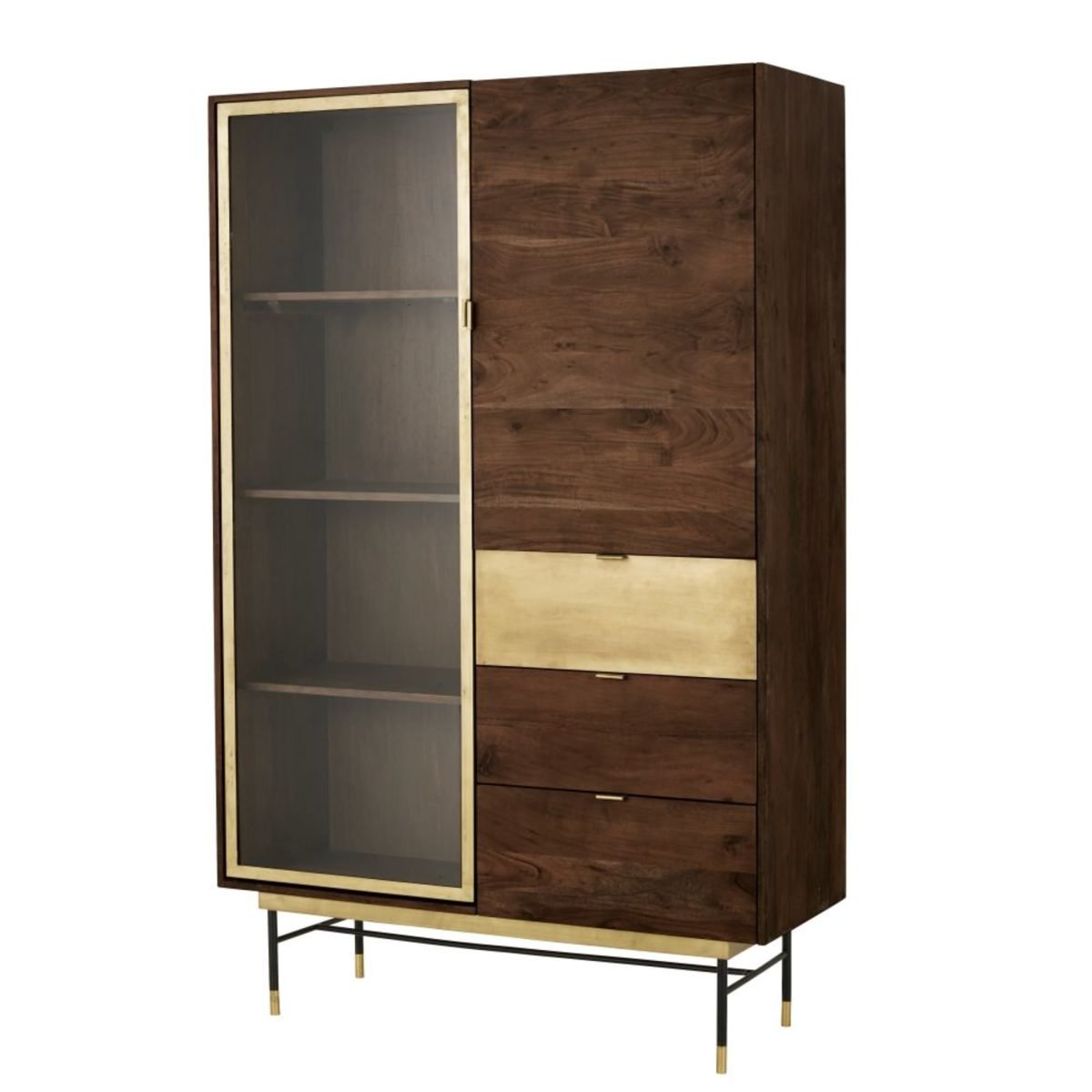 STERLING - Masif Çam Ağacı & Pirinç Vintage Vitrin & Dolap - Görsel 2