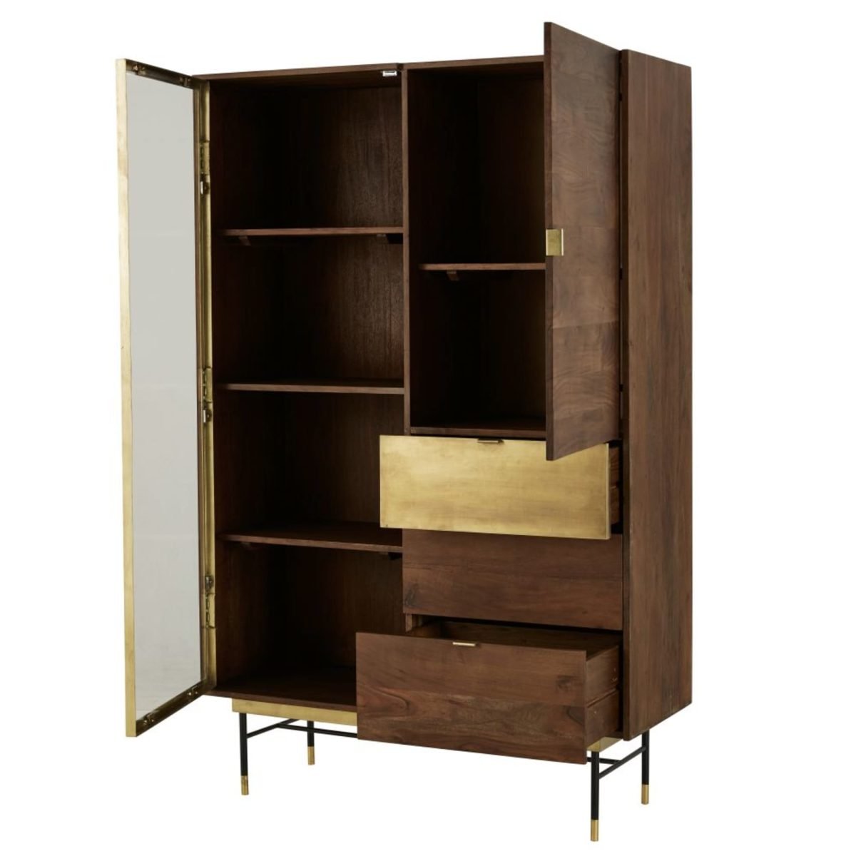 STERLING - Masif Çam Ağacı & Pirinç Vintage Vitrin & Dolap - Görsel 3