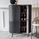 ZERRA – Vintage Metal Ayaklı & Mermer Tablalı Ahşap Bar Dolabı