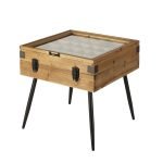 PETER - Doğal Ahşap & Metal Endüstriyel Ayaklı Cam Kapaklı Kutu