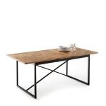 NOTHINGHAM - Masif Çam Ağacı & Metal Endüstriyel Açılır Tablalı Yemek Masası