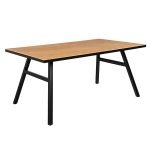 LETTA - Doğal Ahşap Kaplama & Metal Modern Yemek Masası Ahşap