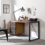 MANCHESTER - Masif Ladin Ağacı & Metal Endüstriyel 3 Çekmeceli Çalışma Masası