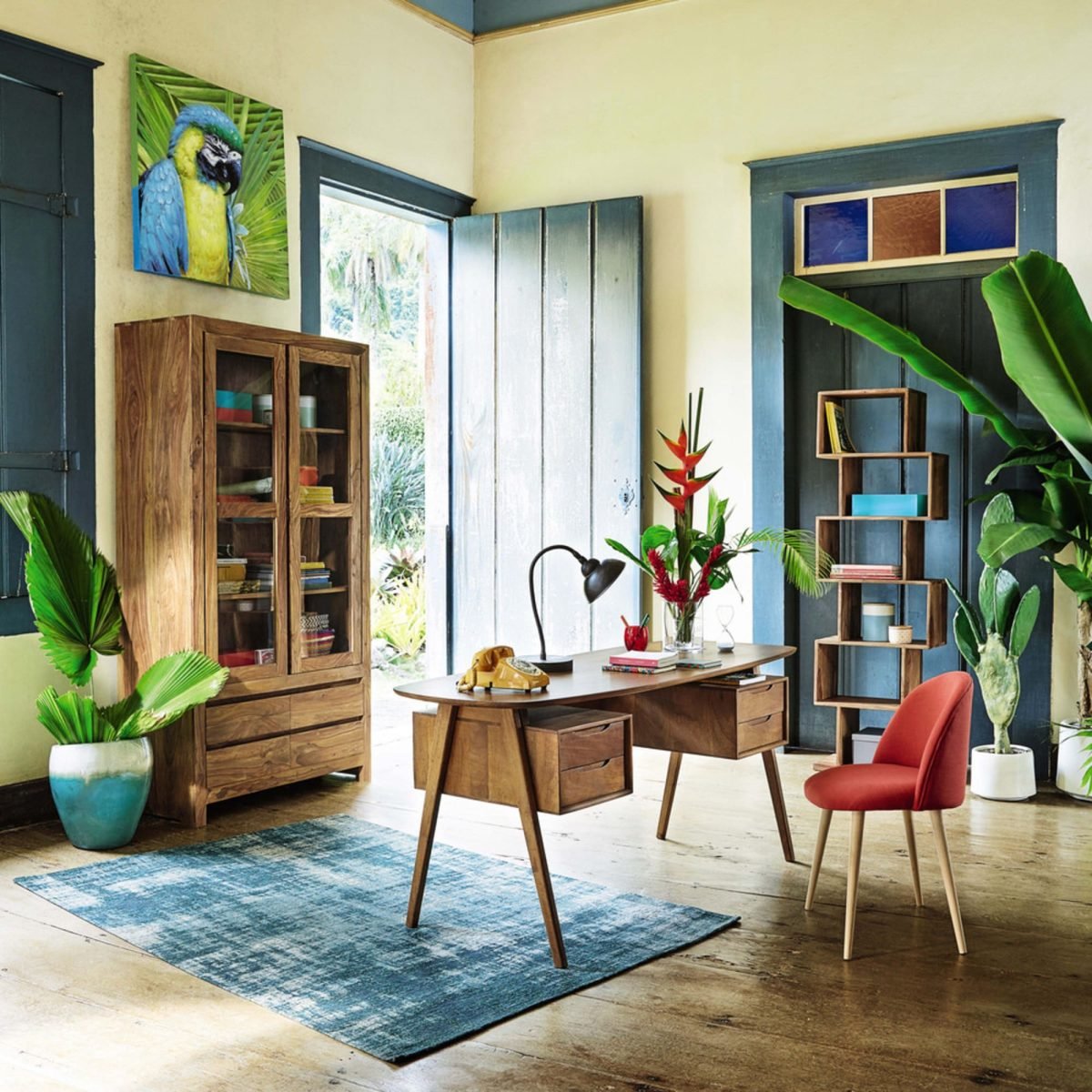 JANERIO - Doğal Meşe Ağacı Vintage Çalışma Masası - Görsel 6