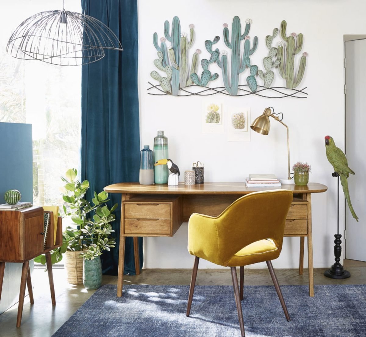 JANERIO - Doğal Meşe Ağacı Vintage Çalışma Masası - Görsel 8