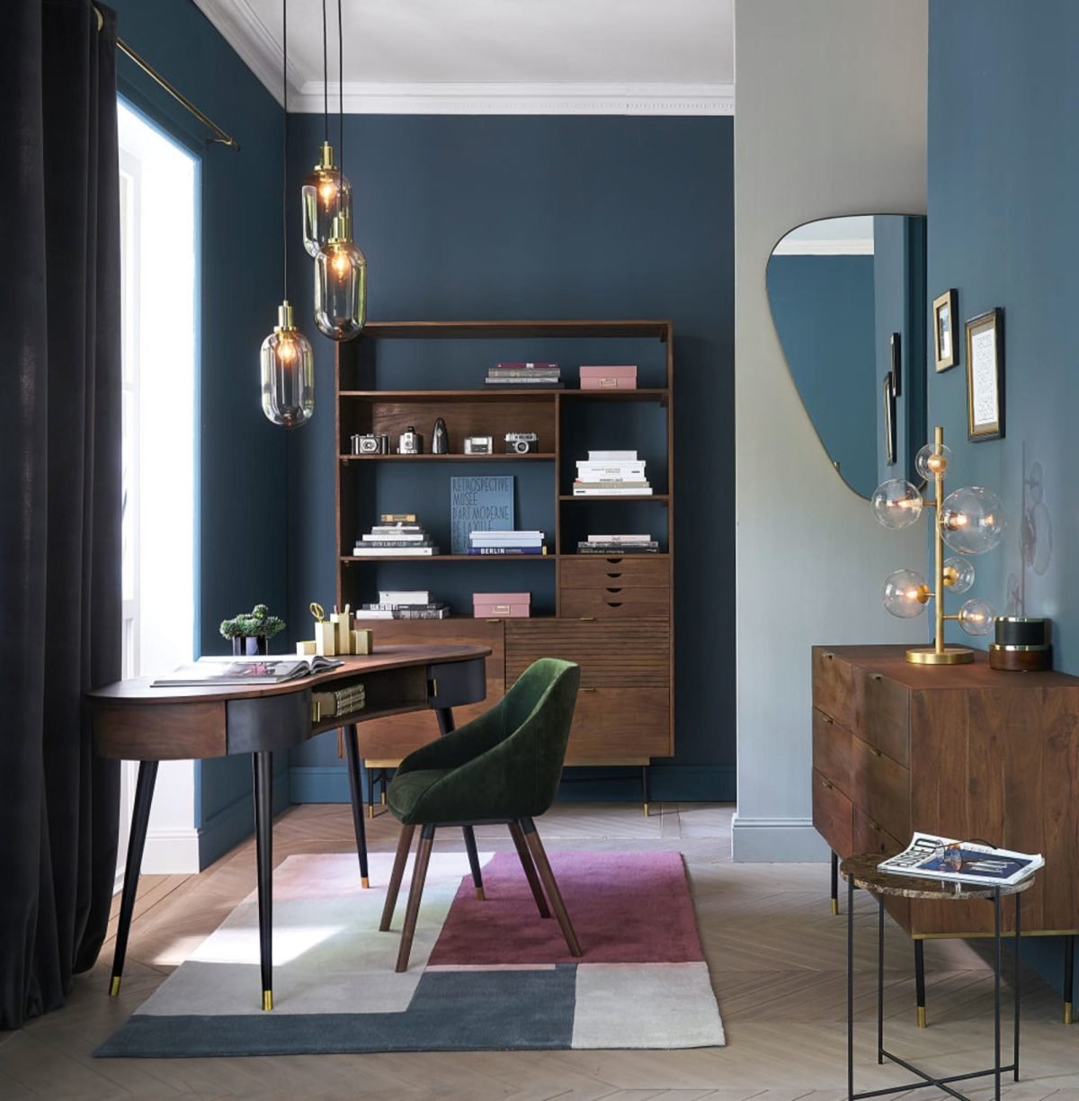 STERLING - Doğal Ahşap Kaplama & Metal Contemporary Çalışma Masası - Görsel 8