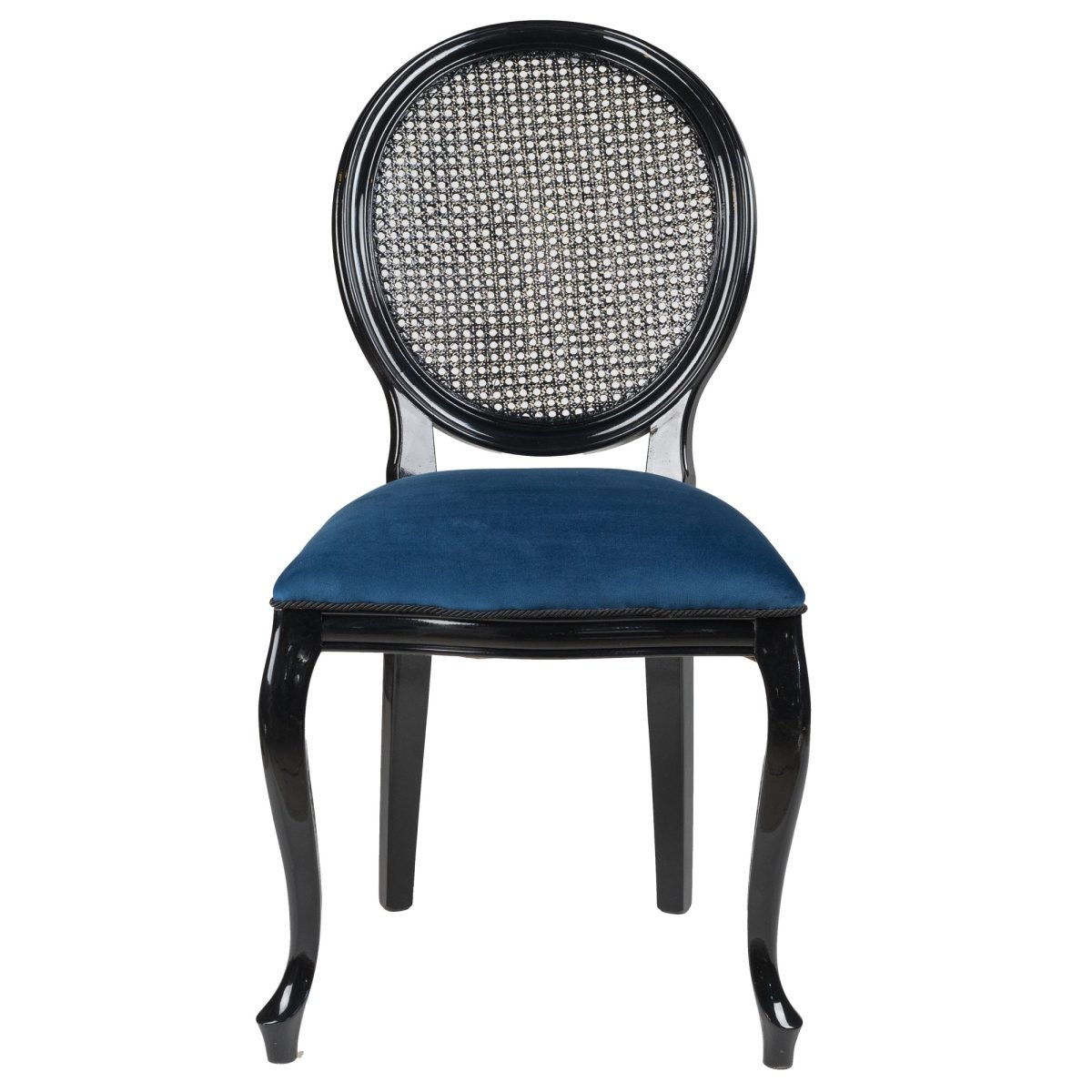 BALE – Rattan Sırtlıklı Kadife & Ahşap Sandalye - Görsel 2