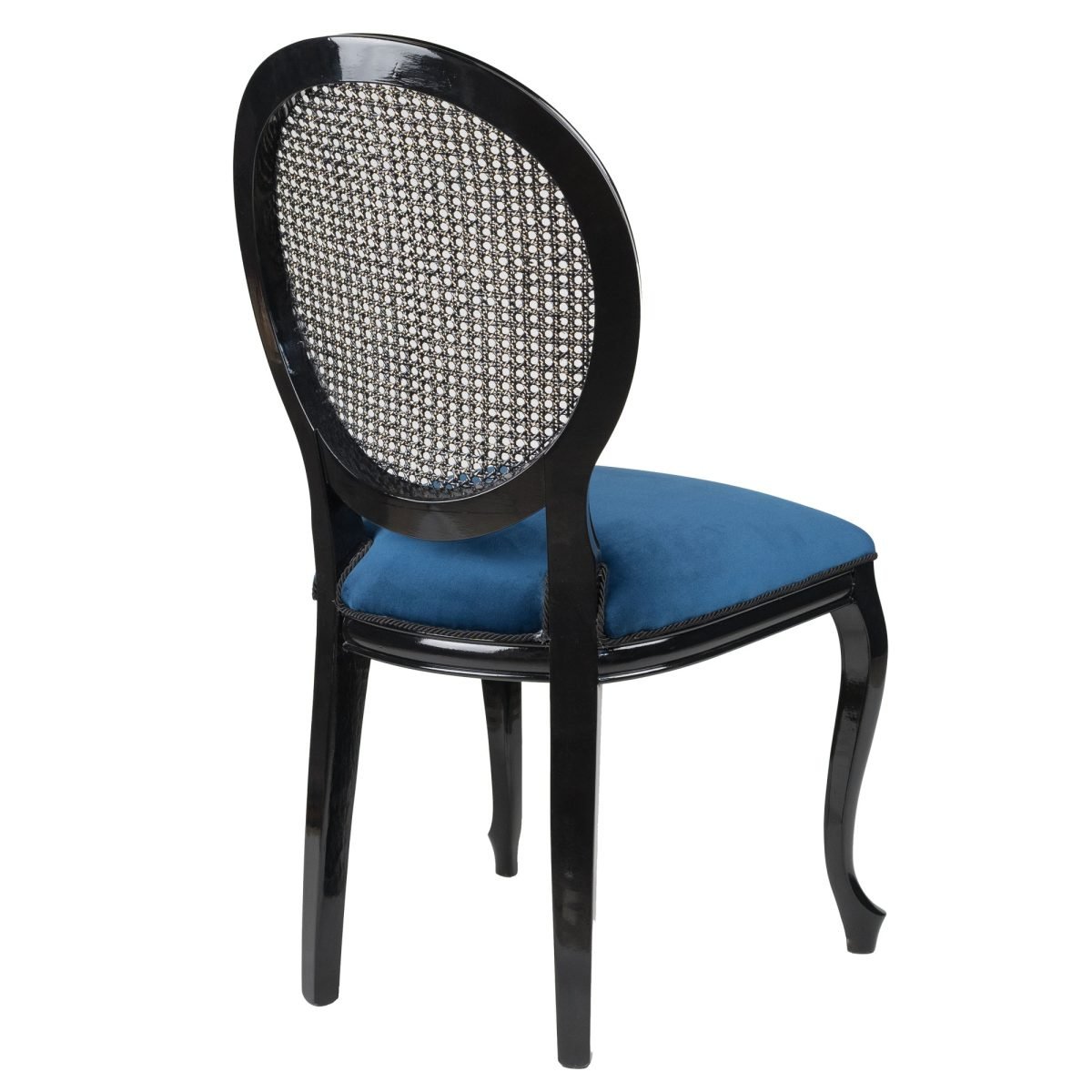 BALE – Rattan Sırtlıklı Kadife & Ahşap Sandalye - Görsel 3