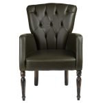 CHELSEA – Ahşap Ayaklı Kapitoneli Deri Klasik Kolçaklı Sandalye