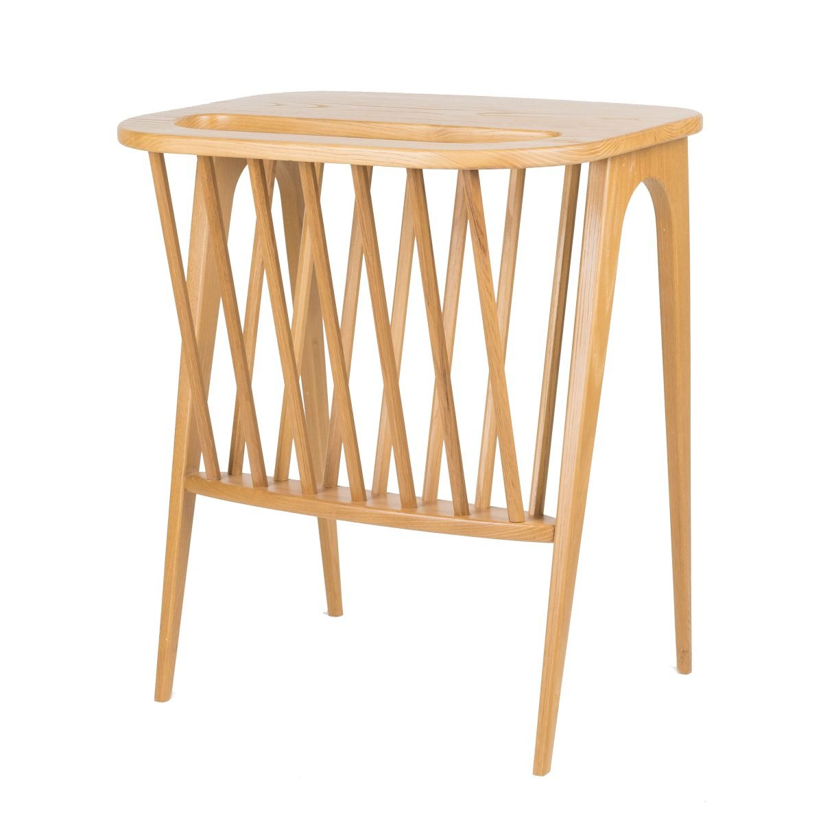 RETRO - Masif Meşe Ağacı Vintage Dergilik & Yan Sehpa - Görsel 3